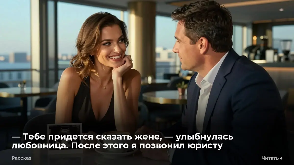 — Тебе придется сказать жене, — улыбнулась любовница. После этого я позвонил юристу
Алина отодвинула чашку с остывшим капучино и положила на середину стола глянцевый прямоугольник | Сетка — социальная сеть от hh.ru