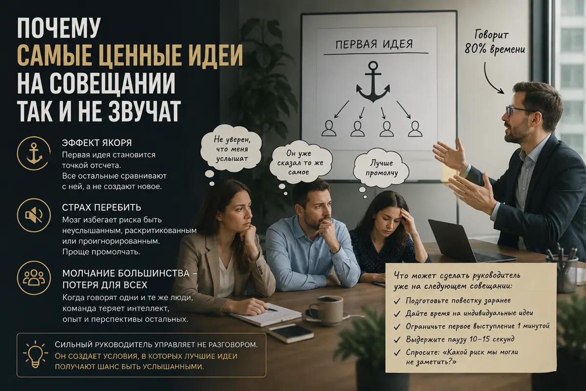 Почему самые ценные идеи на совещании так и не звучат? | Сетка — социальная сеть от hh.ru