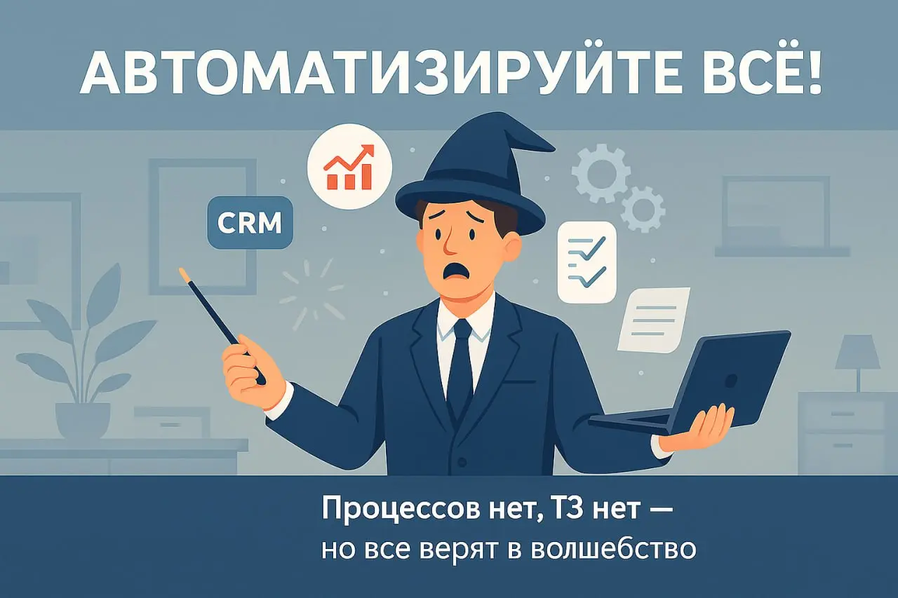🛠 “Автоматизируйте всё. Но без ТЗ.”
Заказчик говорит:
— Нам нужен инструмент, который решит всё.
— Мы хотим, чтобы “всё было в системе” | Сетка — социальная сеть от hh.ru
