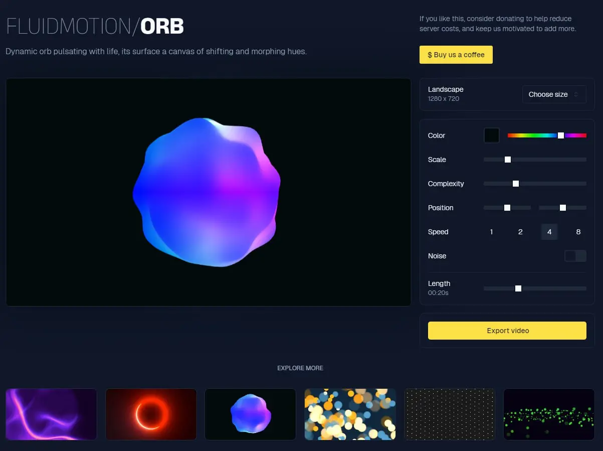 FLUIDMOTION — на этом сайте вы можете создать анимированные бэкграунды для своих проектов на основе готовых шаблонов с возможностью кастомизации. | Сетка — социальная сеть от hh.ru