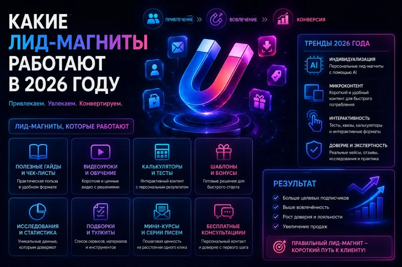 Какие лид-магниты работают в 2026 году
Лид-магниты — это то, что привлекает внимание и заставляет человека оставить контакт | Сетка — социальная сеть от hh.ru