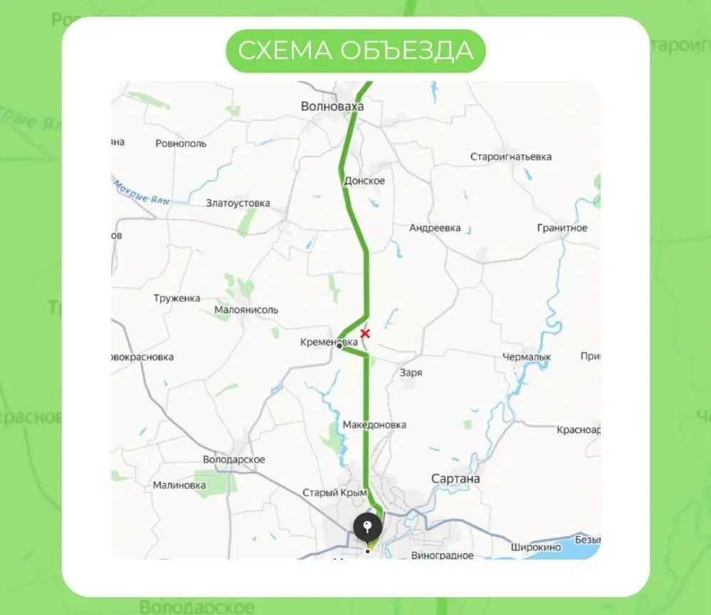 Схема объезда разрушенного из-за атаки БПЛА моста через Кременёвку | Сетка — социальная сеть от hh.ru