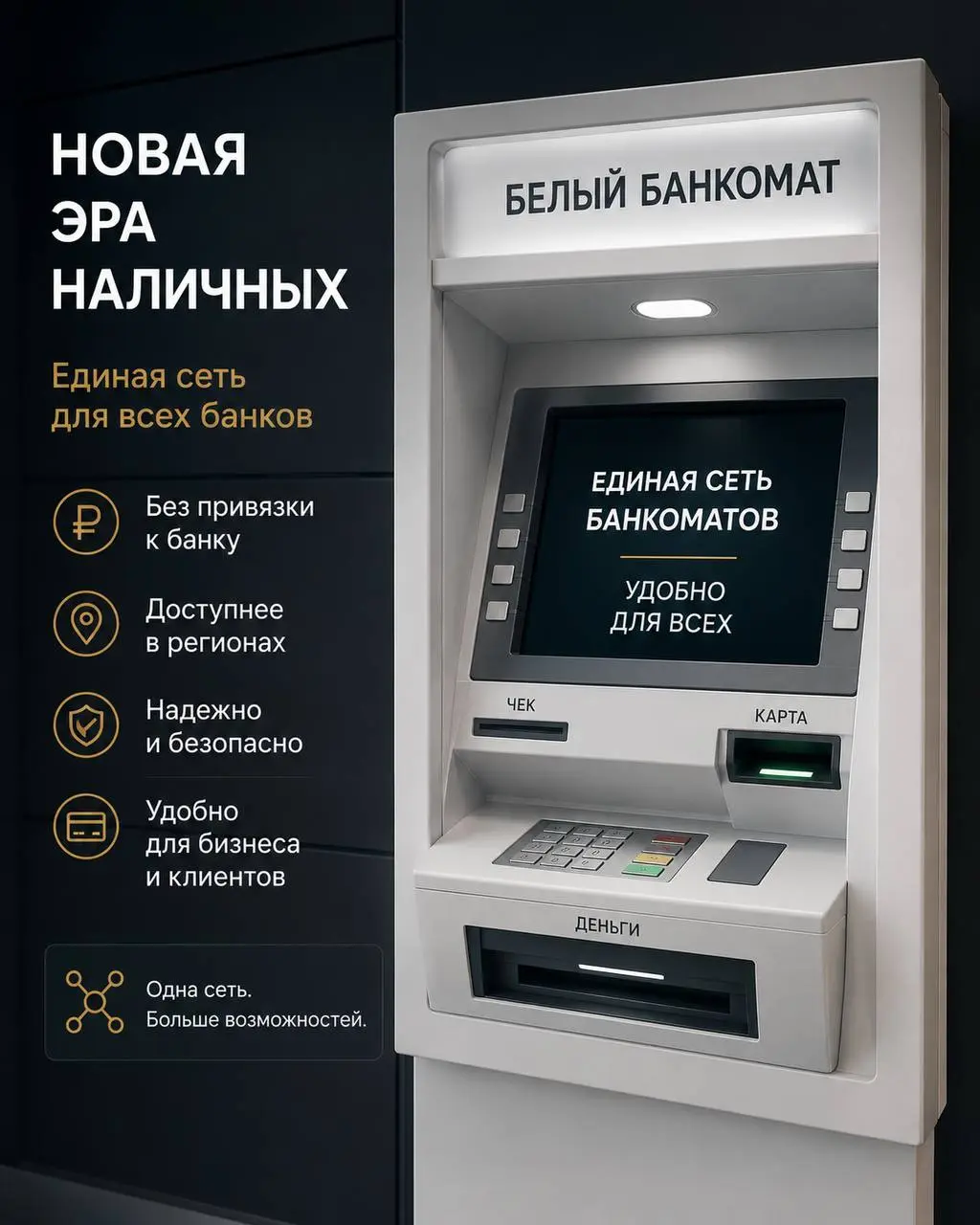 В России запускают сеть единых «белых» банкоматов. Что это…
Банкоматы перестанут принадлежать отдельным банкам. Вместо десятков разных устройств появится единая сеть под управлением «Росинкаса» | Сетка — социальная сеть от hh.ru