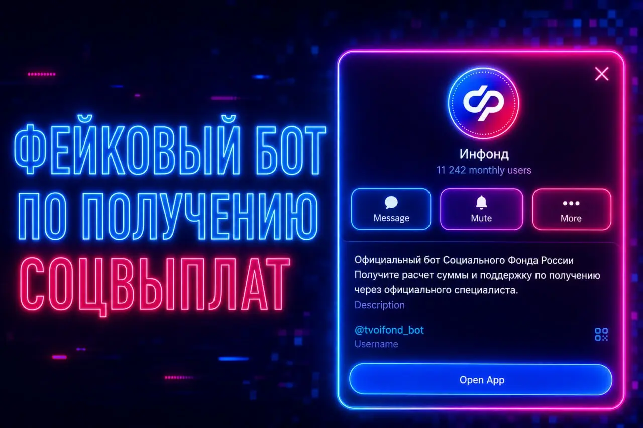 Мошенники запустили поддельный Telegram‑бот, якобы позволяющий оформить социальные выплаты | Сетка — социальная сеть от hh.ru
