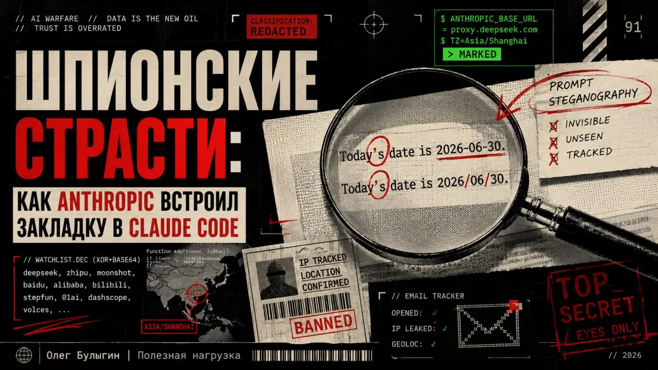 Шпионские страсти: как Anthropic встроил закладку в Claude Code 🕵️‍♂️
Недавно я писал про то, как Alibaba внаглую выкачала мозги из Claude через дистилляцию, сделав 28 | Сетка — социальная сеть от hh.ru