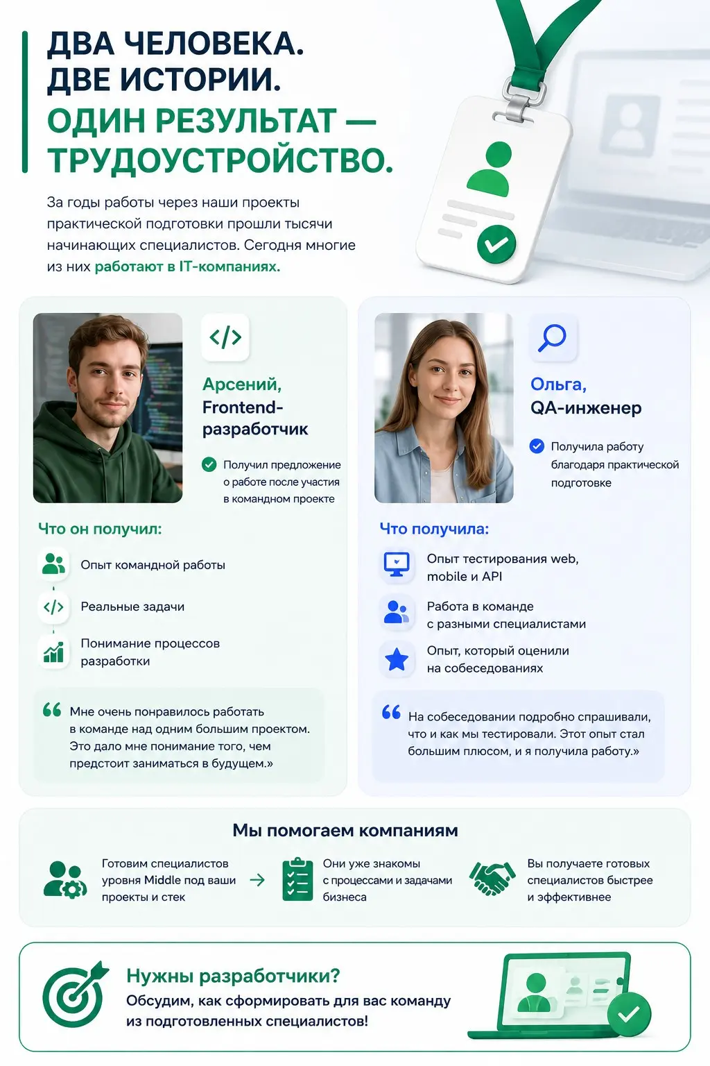 Два человека. Две истории. Один результат — трудоустройство. | Сетка — социальная сеть от hh.ru