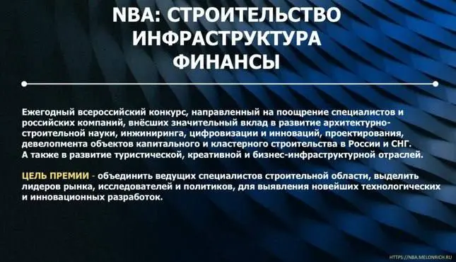 NBA: СТРОИТЕЛЬСТВО
ИНФРАСТРУКТУРА
ФИНАНСЫ
В Конгресс-центре Торгово-промышленной палаты РФ 13 июля пройдет ежегодная Национальная бизнес-премия и Форум инновационных решений в строительстве «Инфрастру... | Сетка — социальная сеть от hh.ru