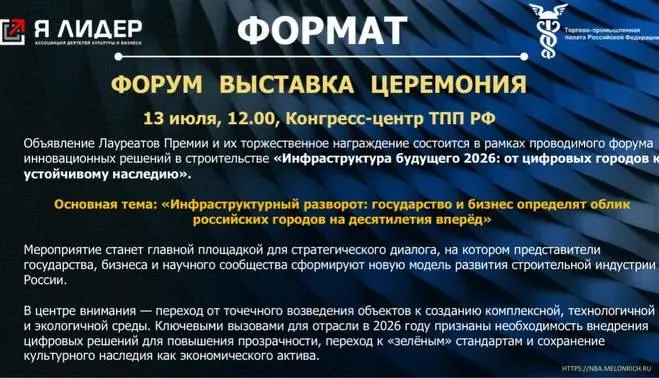 NBA: СТРОИТЕЛЬСТВО
ИНФРАСТРУКТУРА
ФИНАНСЫ
В Конгресс-центре Торгово-промышленной палаты РФ 13 июля пройдет ежегодная Национальная бизнес-премия и Форум инновационных решений в строительстве «Инфрастру... | Сетка — социальная сеть от hh.ru