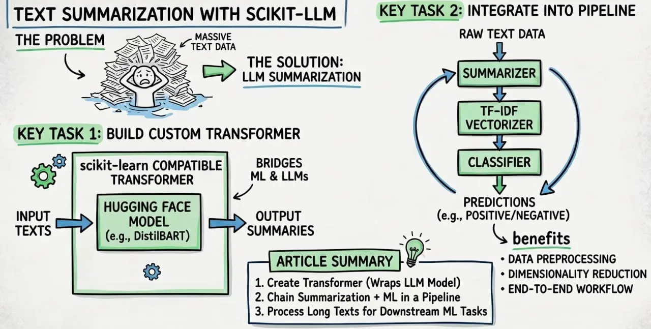 Резюмирование текста с помощью Scikit-LLM
В этой статье вы узнаете, как использовать функцию суммаризации текста в scikit-LLM для обработки больших объемов текста в конвейерах машинного обучения | Сетка — социальная сеть от hh.ru