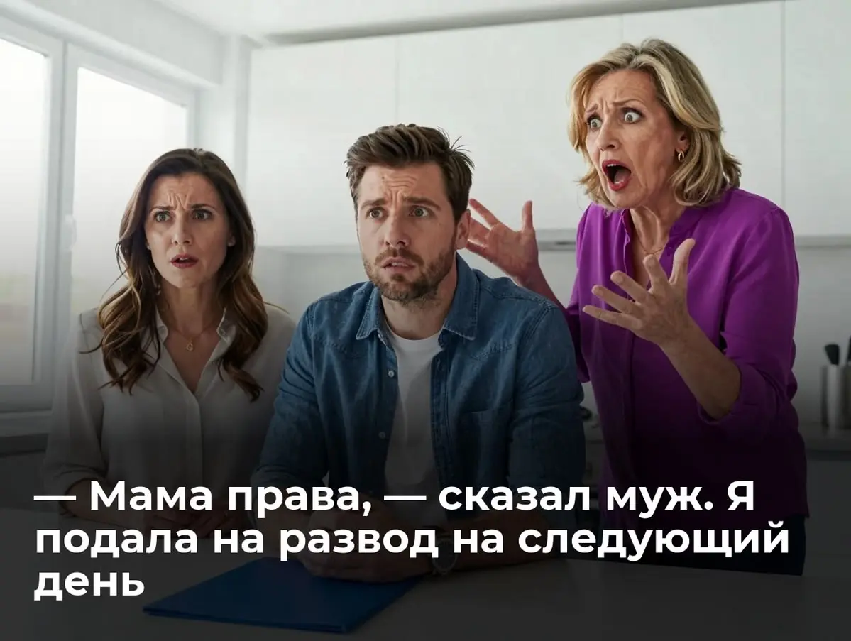 — Мама права, — сказал муж. Я подала на развод на следующий день
Он вошел на кухню, аккуратно расстегнул верхнюю пуговицу рубашки и положил на клеенку плотную синюю папку | Сетка — социальная сеть от hh.ru