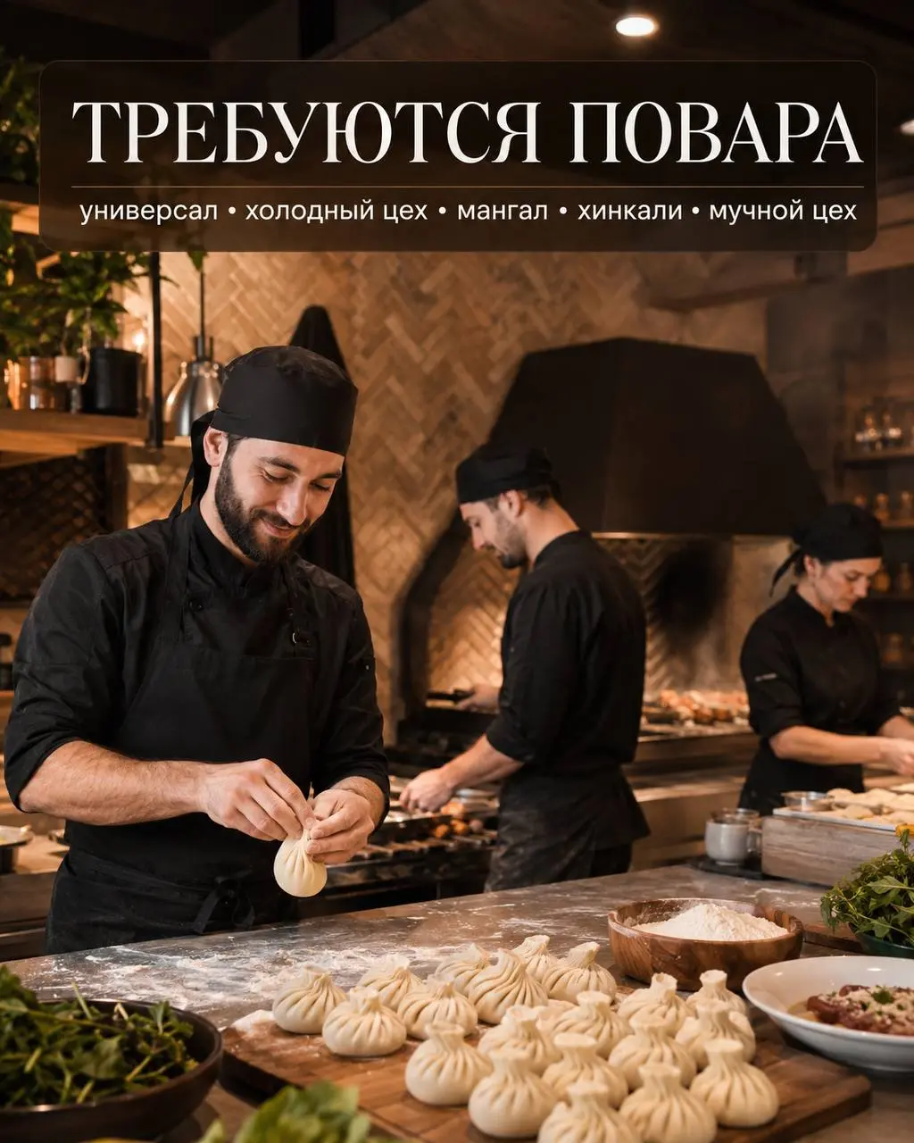 1️⃣ПОВАР УНИВЕРСАЛ,
2️⃣ПОВАР ХОЛОДНОГО ЦЕХА,
3️⃣ПОВАР МАНГАЛЬЩИК,
4️⃣ПОВАР-ХИНКАЛЬЩИК,
5️⃣ПОВАР МУЧНОГО ЦЕХА
5 500₽/смена - 6 000₽/смена
ресторан грузинской кухни
• Москва, м | Сетка — социальная сеть от hh.ru