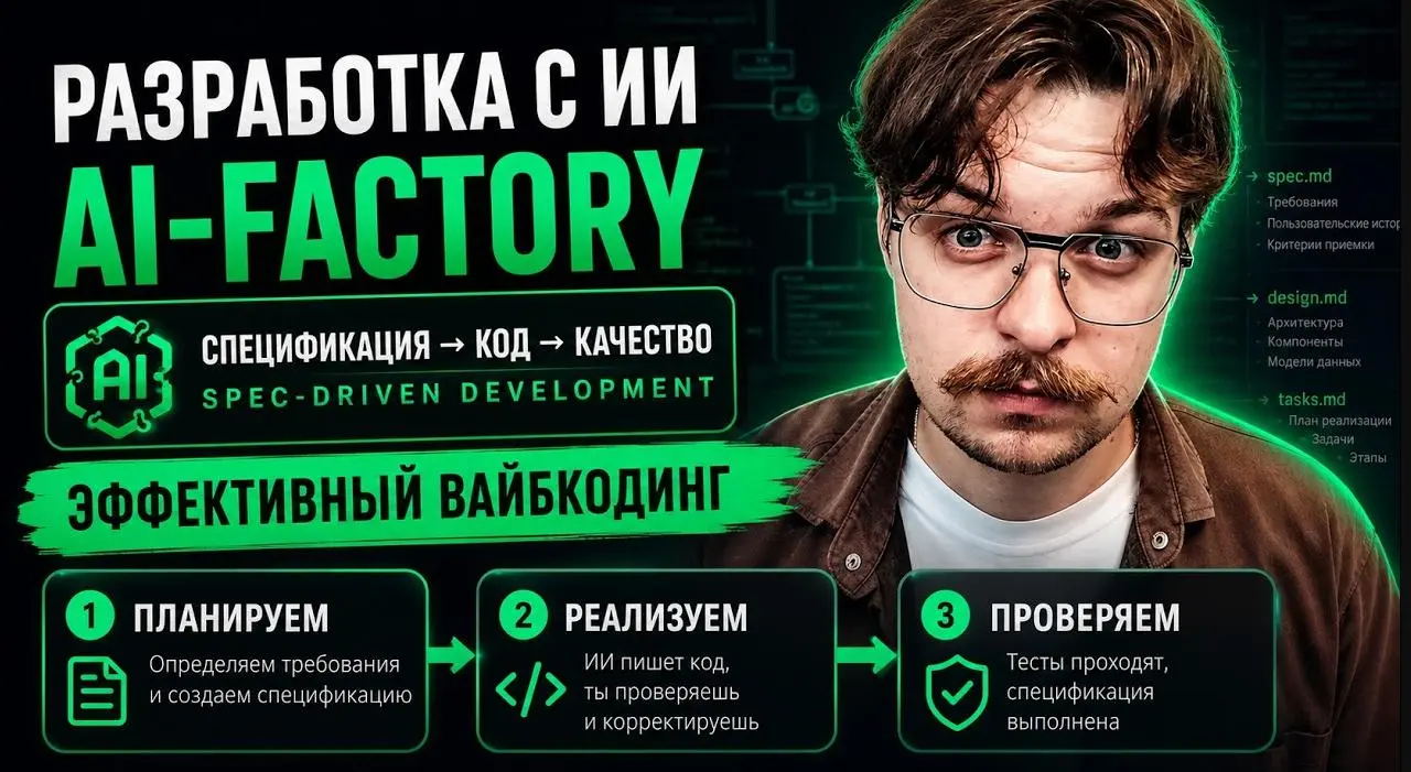 Эффективный вайбкодинг с AI-Factory за 3 шага
Разбираем AI-Factory — это инструмент , который позволяет применять Spec-Driven Development подход | Сетка — социальная сеть от hh.ru