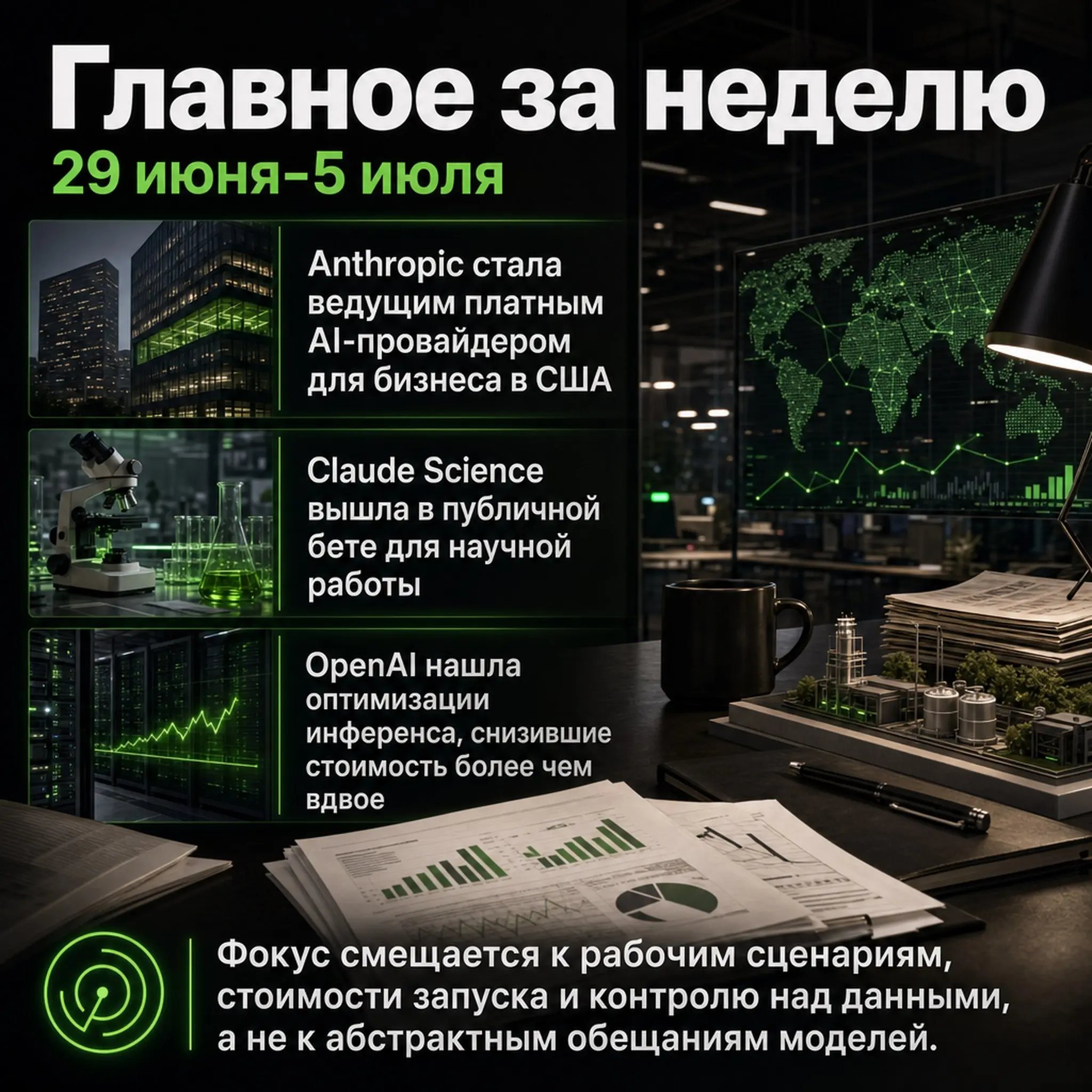 AI-неделя 29 июня-5 июля: Anthropic давит в enterprise, OpenAI режет издержки, Google перестраивает кодинг, Palantir зовёт данные домой Посты:
Anthropic обогнала OpenAI по платным AI-провайдерам для б... | Сетка — социальная сеть от hh.ru