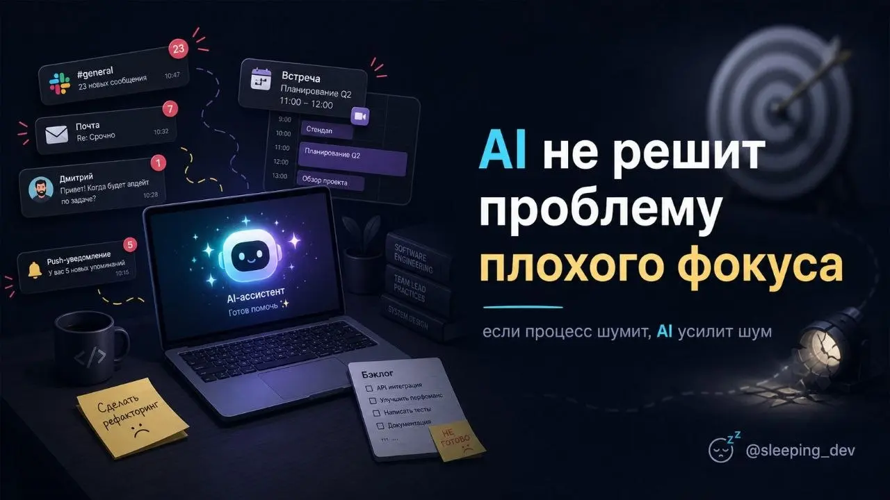 AI не решит проблему плохого фокуса
Есть неприятная ловушка: кажется, что если дать команде AI-инструменты, то она начнёт делать больше и быстрее.
Иногда так и происходит. Код появляется быстрее | Сетка — социальная сеть от hh.ru