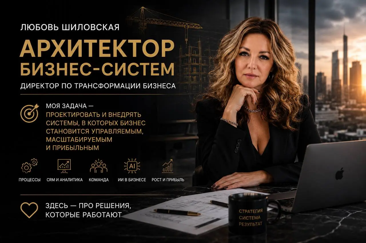 🏗️ Манифест архитектора бизнес-систем
Привет!
Меня зовут Любовь Шиловская.
Последние 16+ лет я занимаюсь не просто продажами, CRM или управлением | Сетка — социальная сеть от hh.ru
