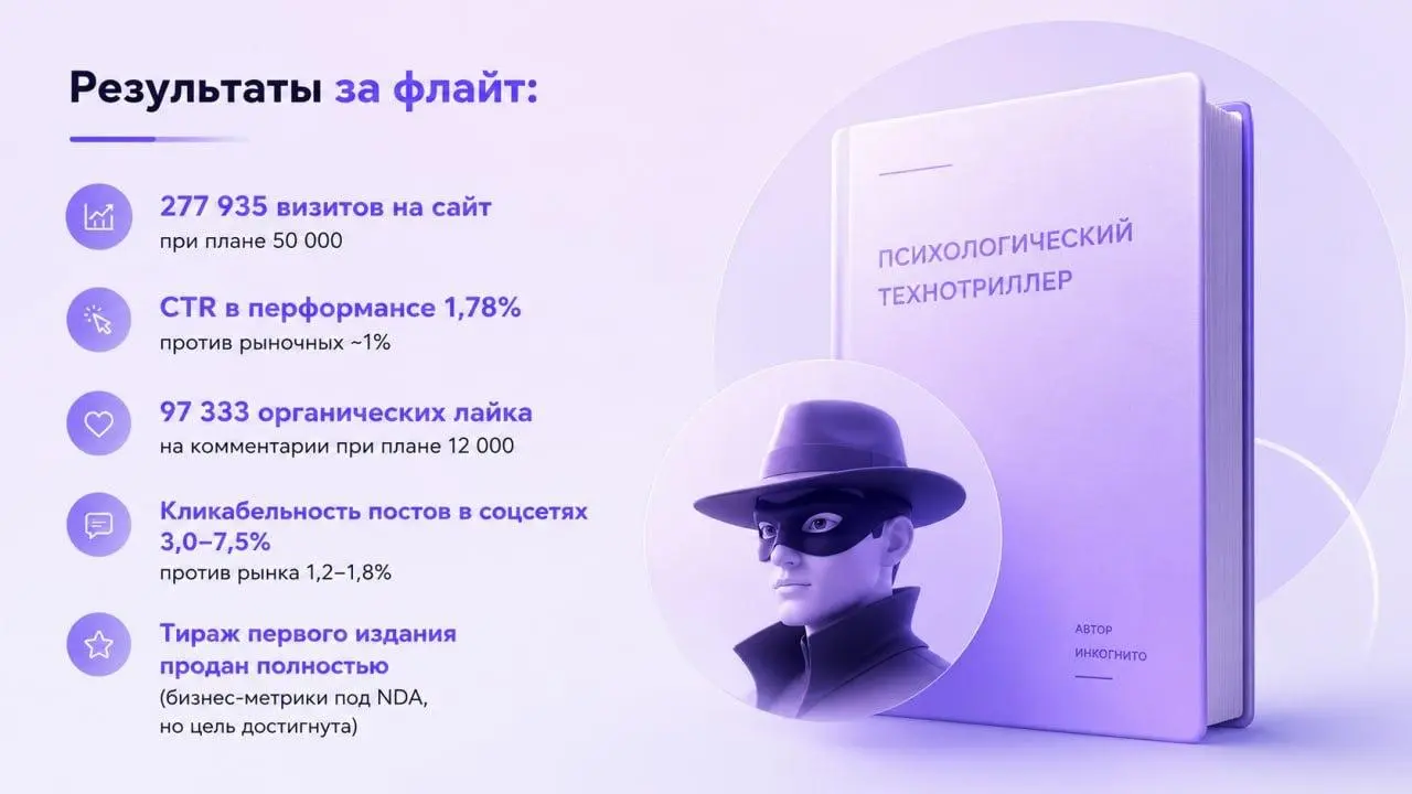 Как мы продали 2010 экземпляров книги вместе с AI-персонажем через 4 канала маркетинга
Сегодня необычный кейс из новой реальности книжного рынка | Сетка — социальная сеть от hh.ru