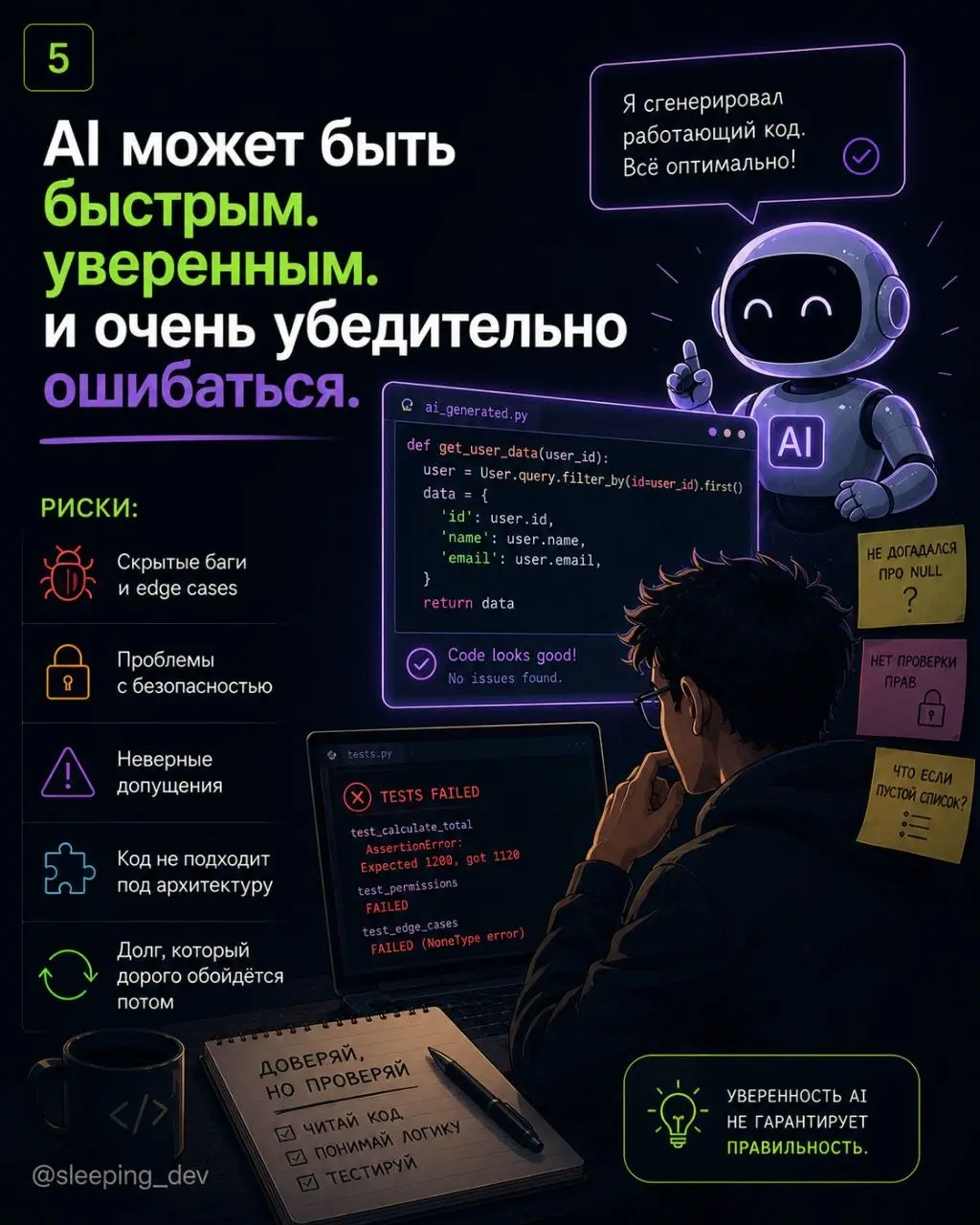 AI делает разработчика быстрее.
Но вместе со скоростью он добавляет новую ответственность: управлять тем, что ты просишь у модели, и отвечать за то, что потом попадёт в продукт | Сетка — социальная сеть от hh.ru