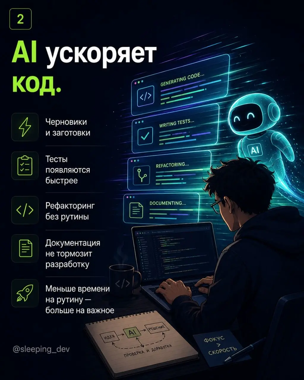 AI делает разработчика быстрее.
Но вместе со скоростью он добавляет новую ответственность: управлять тем, что ты просишь у модели, и отвечать за то, что потом попадёт в продукт | Сетка — социальная сеть от hh.ru