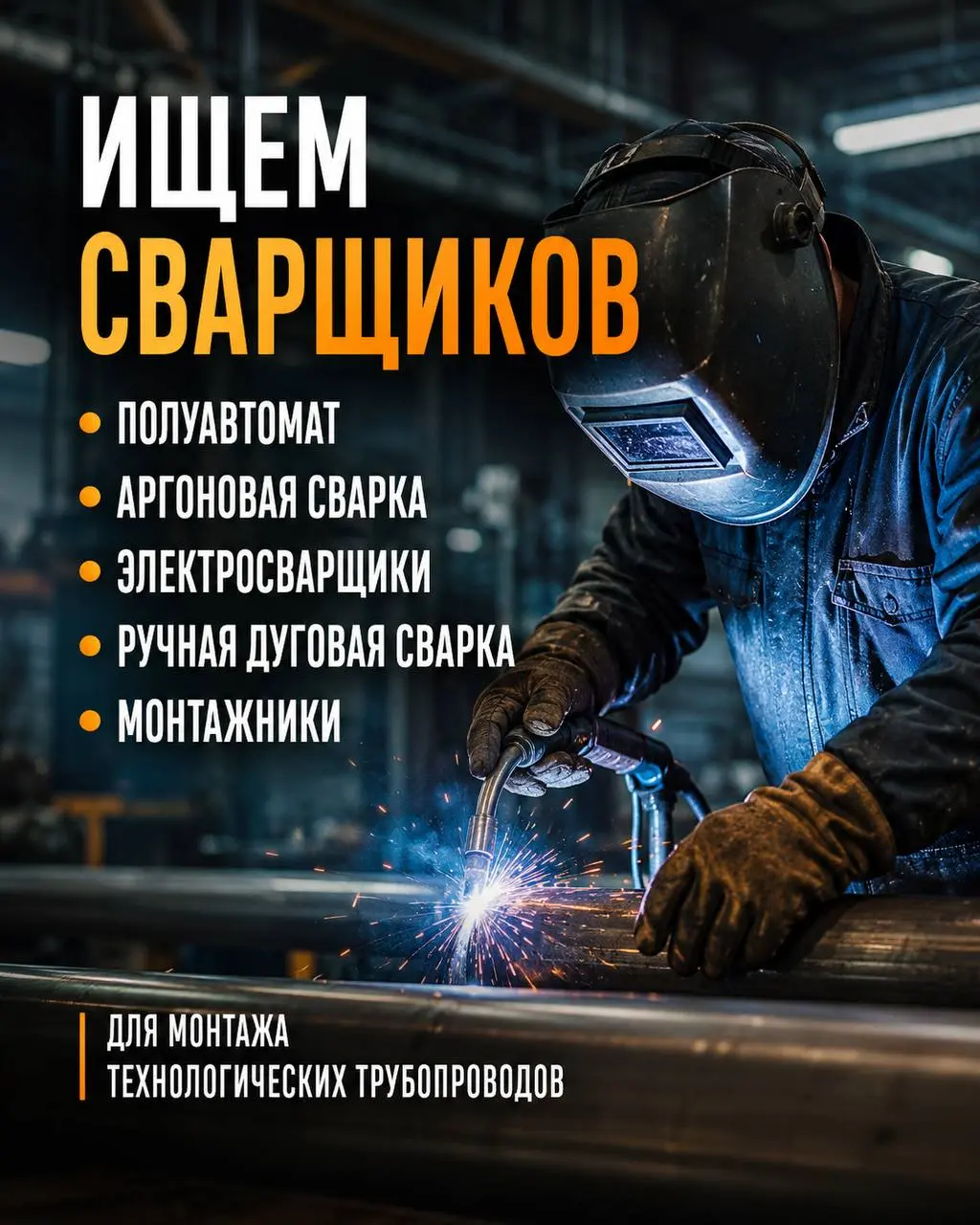 1️⃣СВАРЩИК ПОЛУАВТОМАТ,
2️⃣СВАРЩИК АРГОНОВОЙ СВАРКИ,
3️⃣ЭЛЕКТРОСВАРЩИК,
4️⃣МОНТАЖНИК
От 800₽/ч
Прямой работодатель
• Технопарк Узловая, Тульская область
• Производство
• +79997448626
Полное описание в... | Сетка — социальная сеть от hh.ru