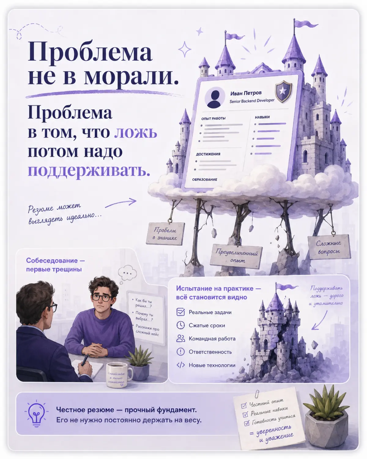 Стоит ли врать в резюме? 😅 | Сетка — социальная сеть от hh.ru