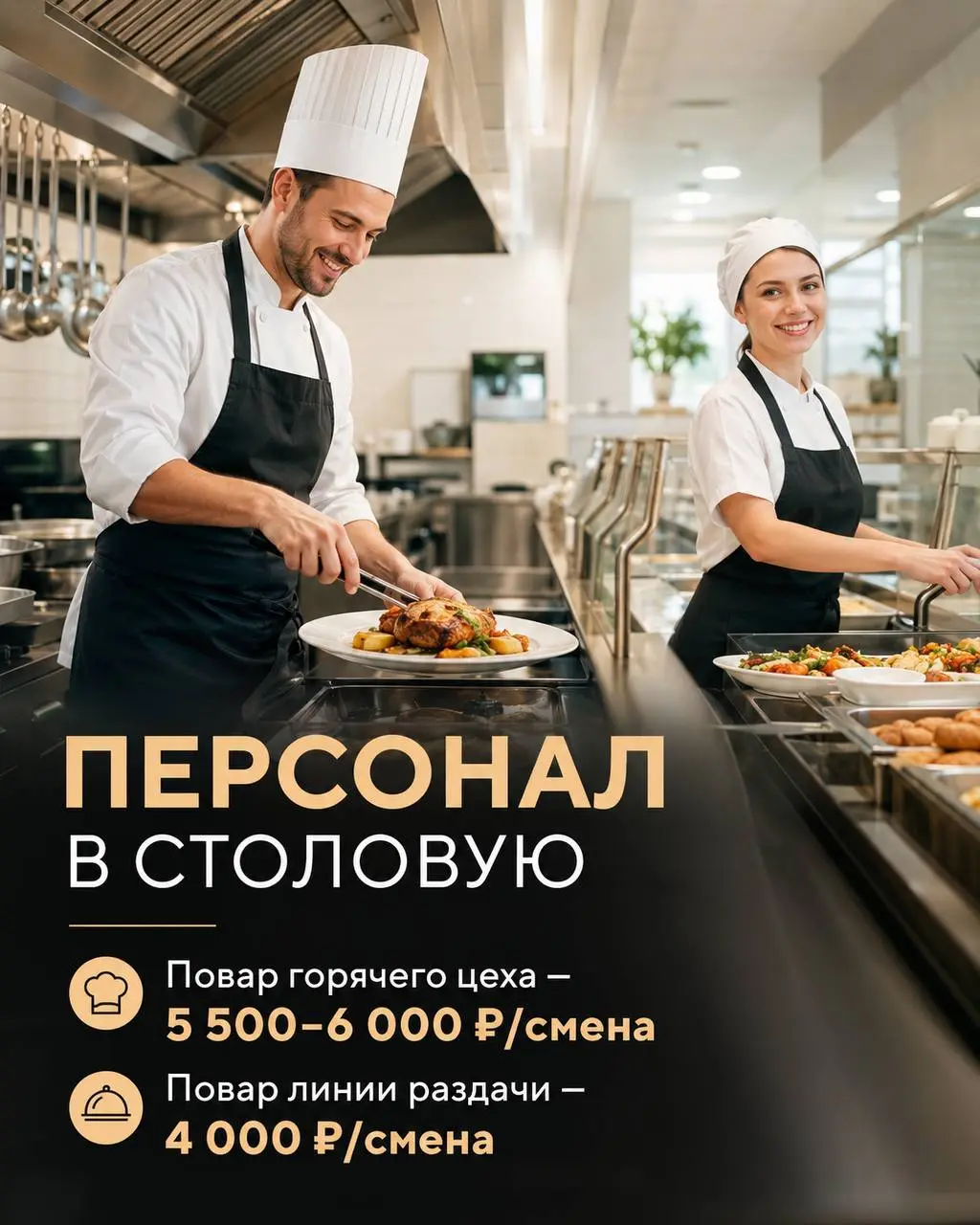 1️⃣ПОВАР ГОРЯЧЕГО ЦЕХА,
2️⃣ПОВАР ЛИНИИ РАЗДАЧИ
столовая
• Москва, м | Сетка — социальная сеть от hh.ru