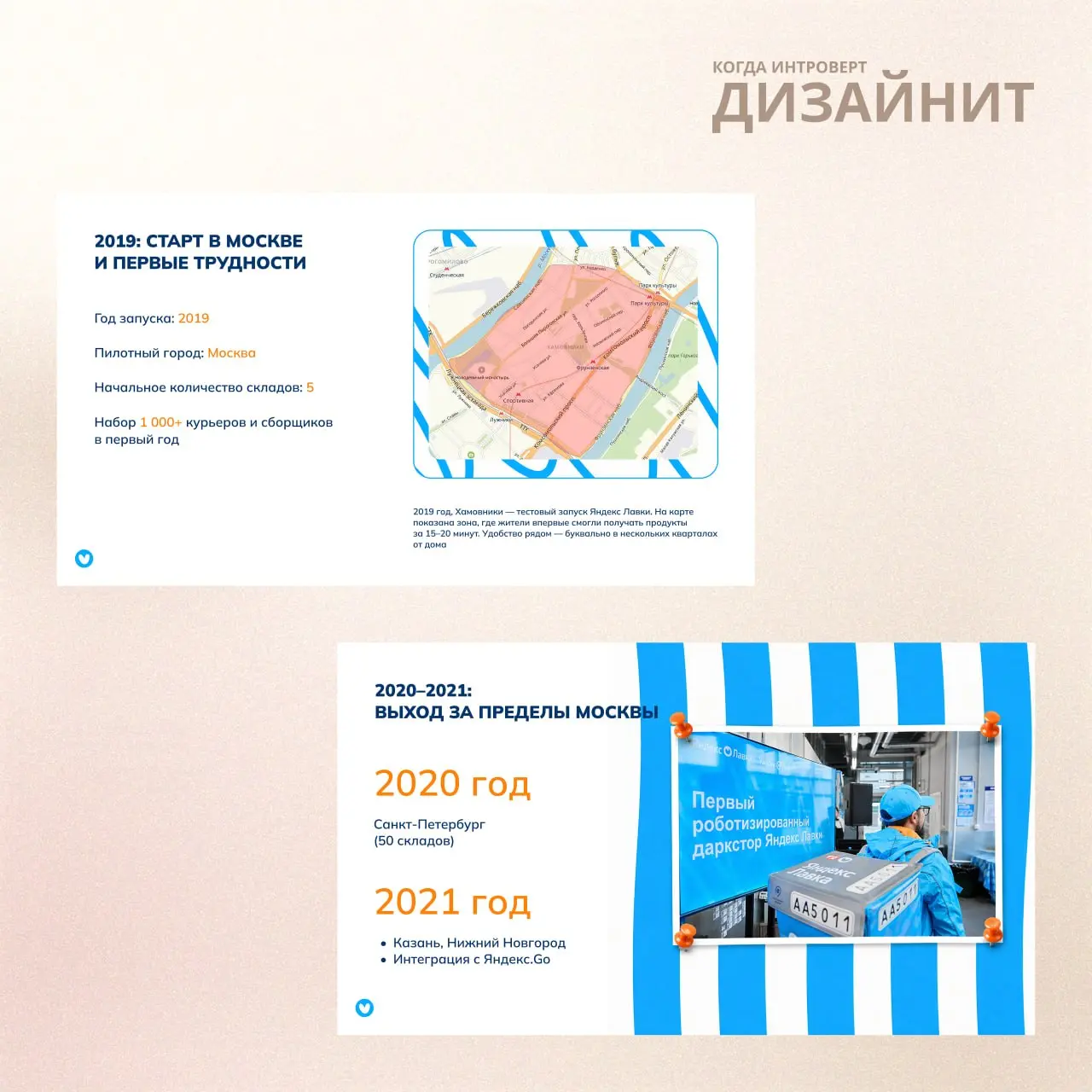 Ещё один проект для челленджа от «Логомашины» — презентация для Яндекс Лавки на тему «История успеха в ритме города»🤍
Тема сразу задала проекту тон: презентация должна была получиться яркой, динамично... | Сетка — социальная сеть от hh.ru