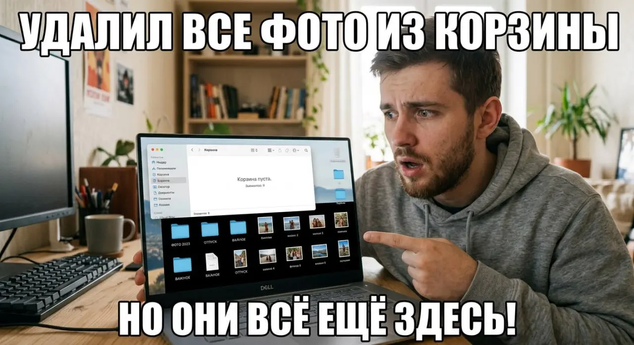 🗑 «Вы удаляете фото из корзины? Они всё ещё у хакеров»
Знакомая ситуация?
Вы продаёте старый телефон. Или отдаёте его ребёнку. Или просто выбрасываете.
Перед этим вы аккуратно удаляете все фото | Сетка — социальная сеть от hh.ru