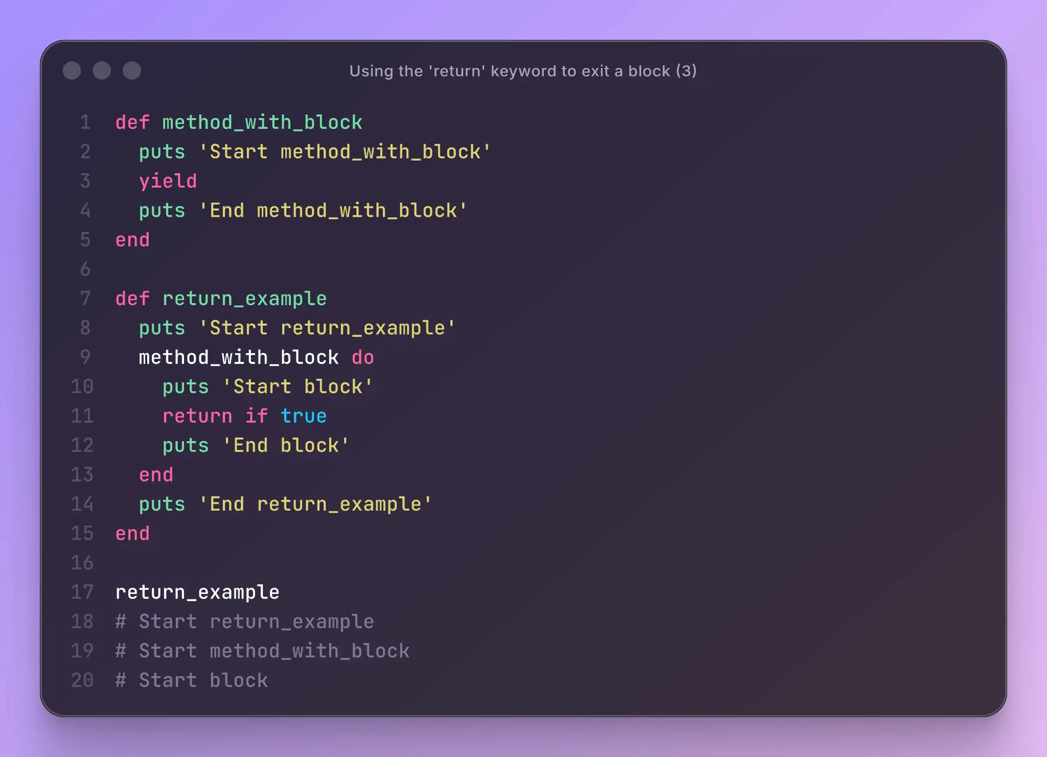 Выход из блока в Ruby | Сетка — социальная сеть от hh.ru