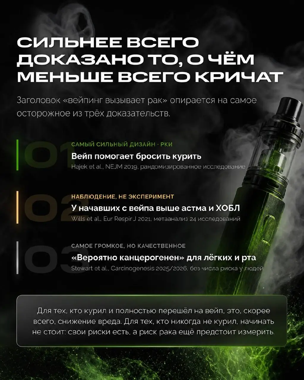 Все спорят, вреден вейпинг или нет, как будто ответ один на всех. А он разный - в зависимости от того, кто спрашивает | Сетка — социальная сеть от hh.ru