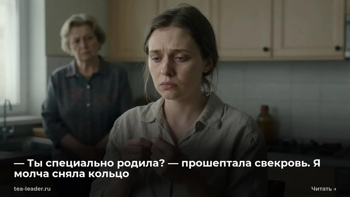 — Ты специально родила? — прошептала свекровь. Я молча сняла кольцо
Я выключила конфорку и бросила мокрую губку на край нержавеющей раковины. Капля серой воды медленно поползла по металлу к сливу | Сетка — социальная сеть от hh.ru