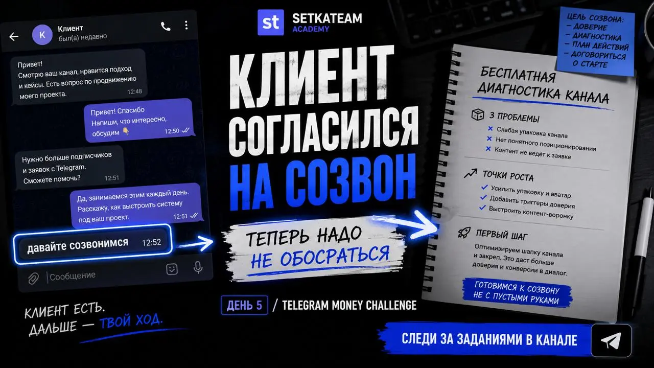 Нашли клиента, который согласился на созвон. Теперь думаем, как выделиться
🗣Вроде всё хорошо. Человек ответил, диалог пошёл, на созвон согласился | Сетка — социальная сеть от hh.ru