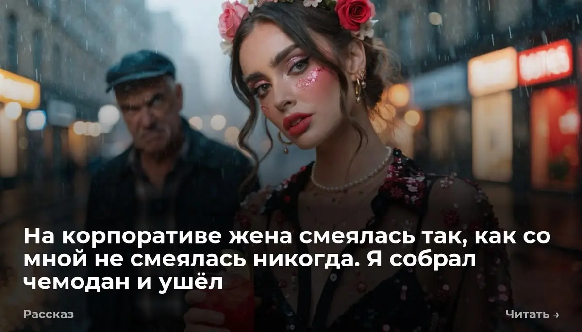 На корпоративе жена смеялась так, как со мной не смеялась никогда. Я собрал чемодан и ушёл
Я хотел сделать сюрприз. Инна говорила про этот корпоратив две недели | Сетка — социальная сеть от hh.ru