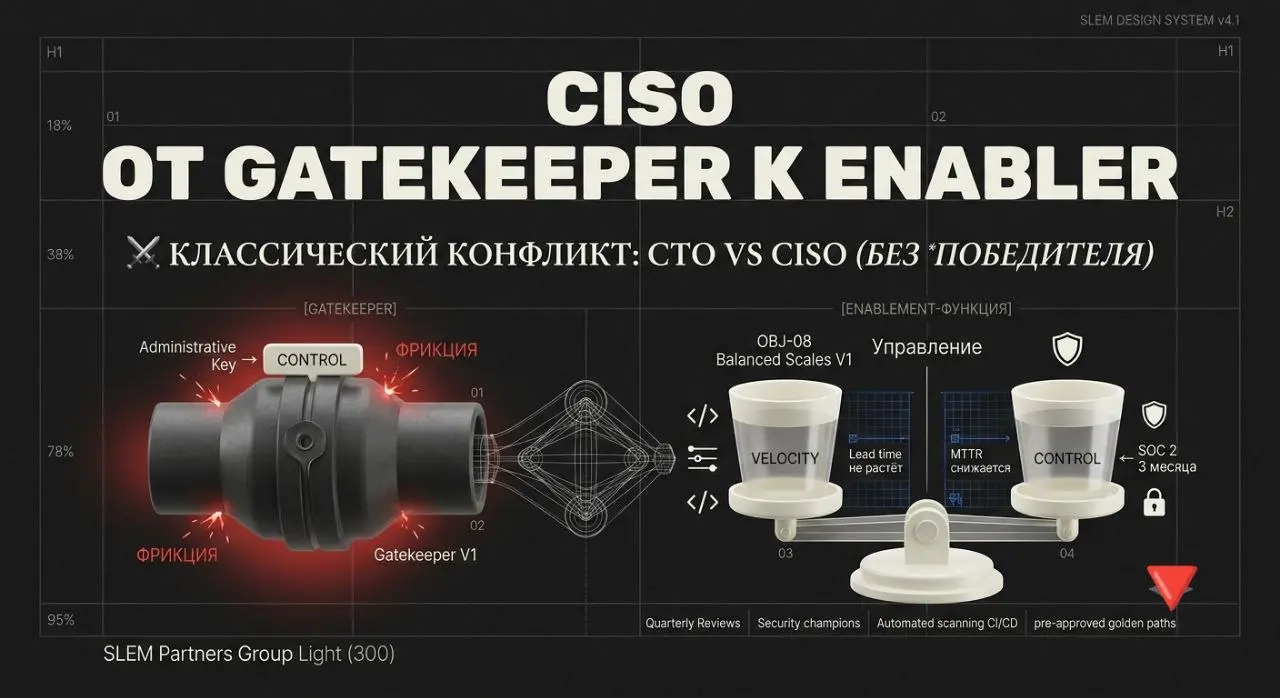 ⚔️ Классический конфликт: CTO хочет velocity, CISO: control
При росте компании этот конфликт усиляется. Но решение не в том, чтобы кто-то «победил» | Сетка — социальная сеть от hh.ru