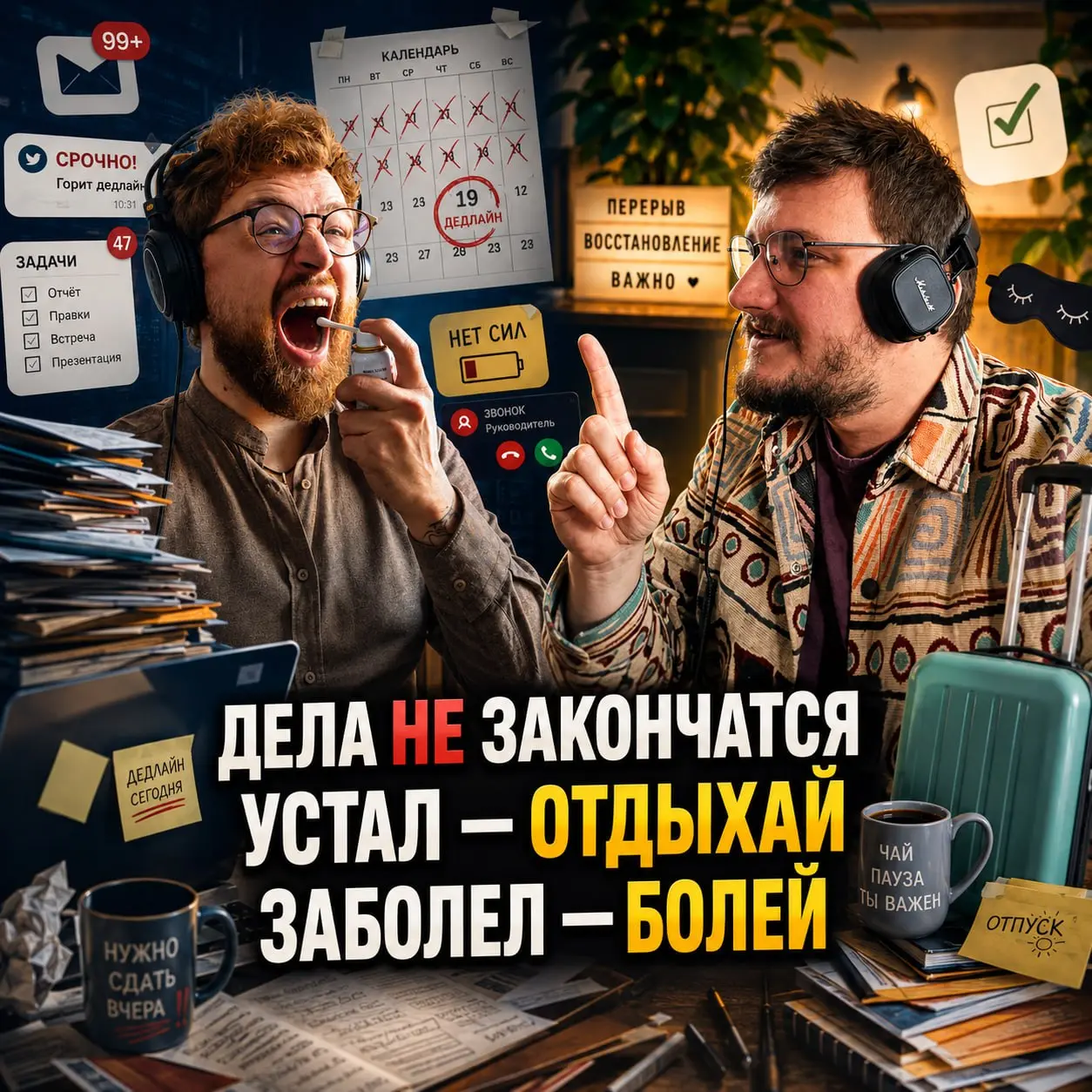🏖 Устал — отдыхай: почему мы боимся отпусков и больничных 🤒
Купить книгу "Это база IT PM": https://kabushtein | Сетка — социальная сеть от hh.ru