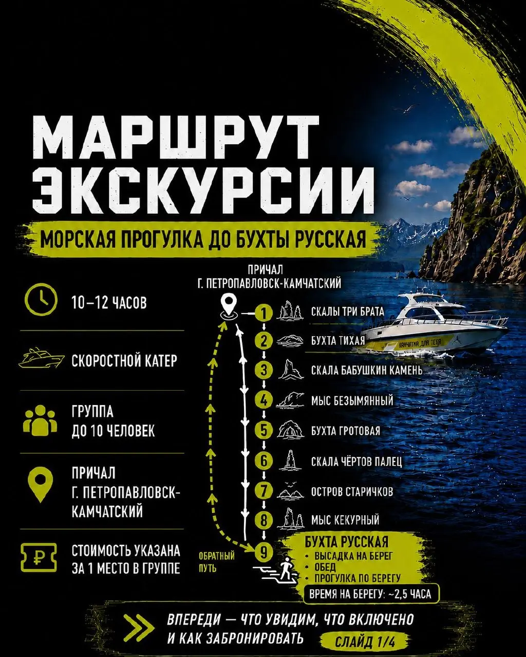Сезон морских прогулок на Камчатке в разгаре, а погодные условия бьют все рекорды (+35 гр Цельсия) 🚨🔥
Самое время освежиться на самом насыщенном морском маршруте:
бухта Русская с высадкой на берег
Пут... | Сетка — социальная сеть от hh.ru