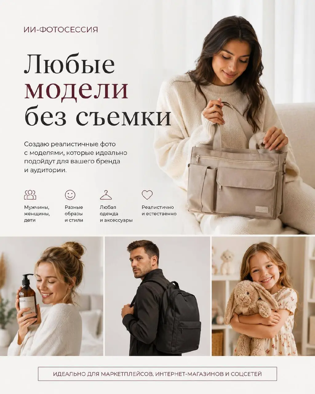 📸 Нейрофотосессия по вашим фото
Хотите стильные фотографии без дорогой съемки, аренды студии и поиска фотографа? Создам реалистичные нейрофото, которые выглядят как профессиональная фотосессия | Сетка — социальная сеть от hh.ru