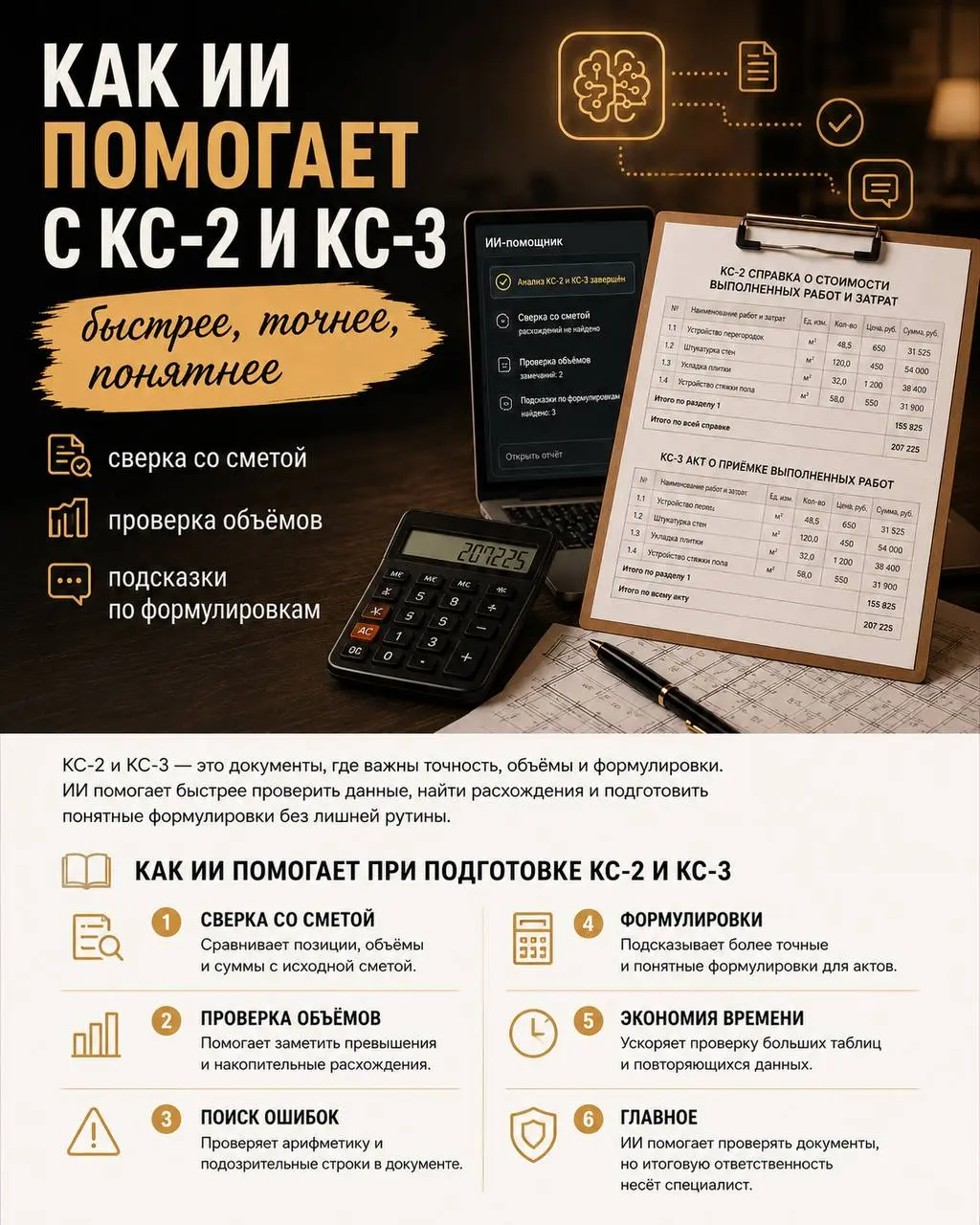 Как ИИ помогает при подготовке КС-2 и КС-3
КС-2 и КС-3 часто воспринимаются как документы, которые нужно просто заполнить и подписать.
Но на практике всё не так просто.
Одна неверная цифра | Сетка — социальная сеть от hh.ru