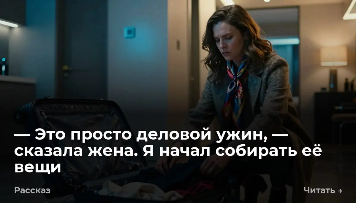 — Это просто деловой ужин, — сказала жена. Я начал собирать её вещи
— Ты всё не так понял, Андрей. Хватит устраивать театр, — сказала Анна, стягивая с шеи шелковый платок | Сетка — социальная сеть от hh.ru