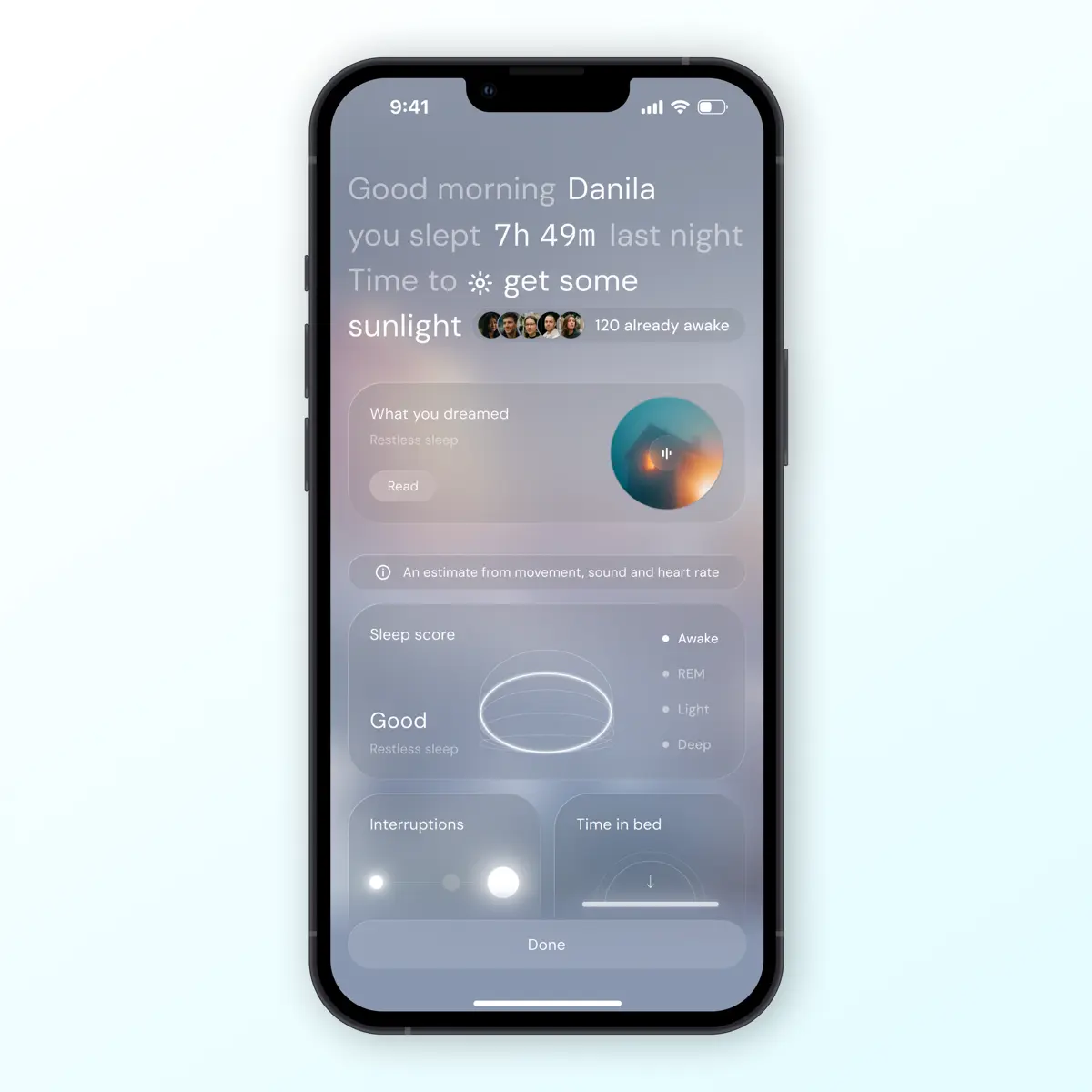 Sleep tracker // ui-concept | Сетка — социальная сеть от hh.ru