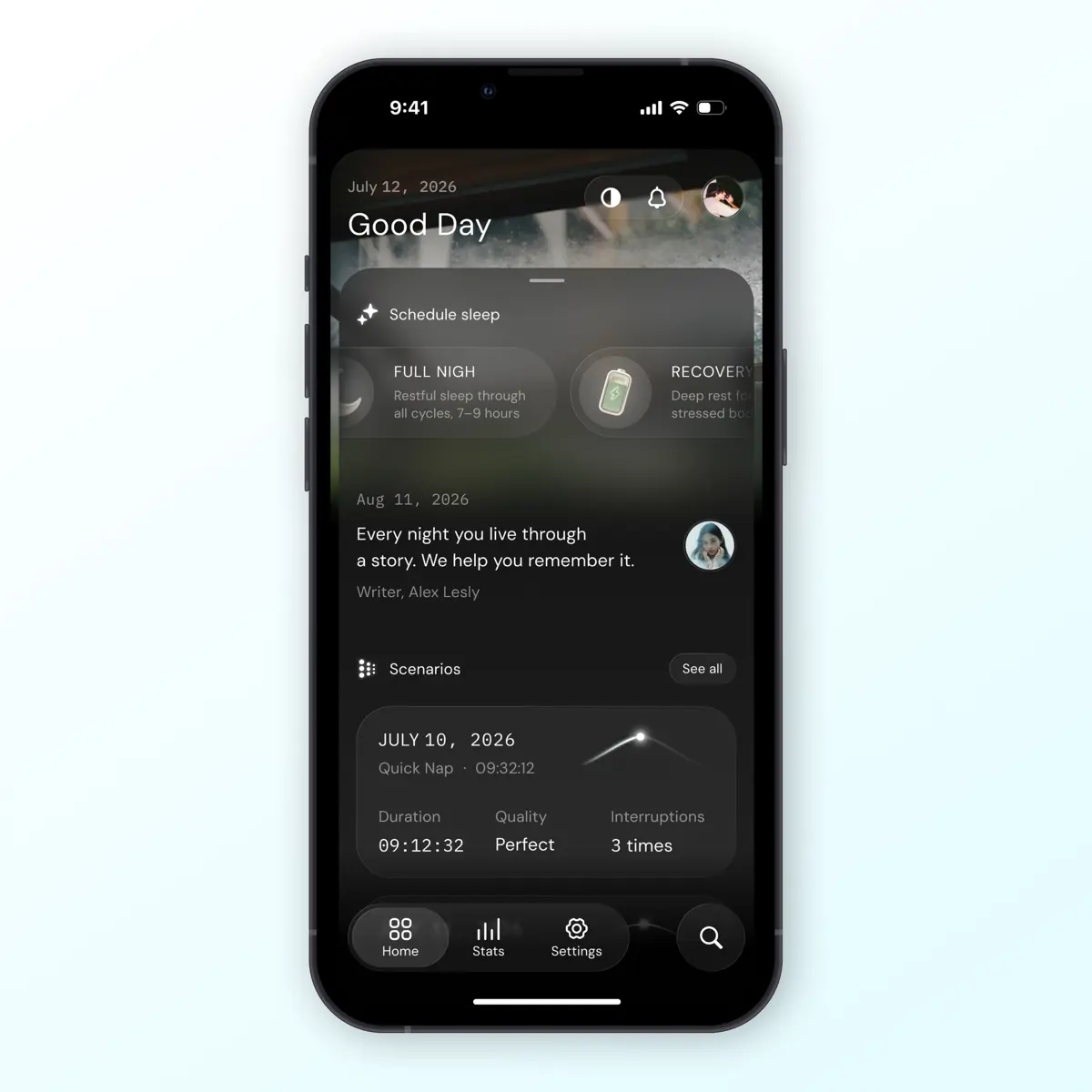 Sleep tracker // ui-concept | Сетка — социальная сеть от hh.ru