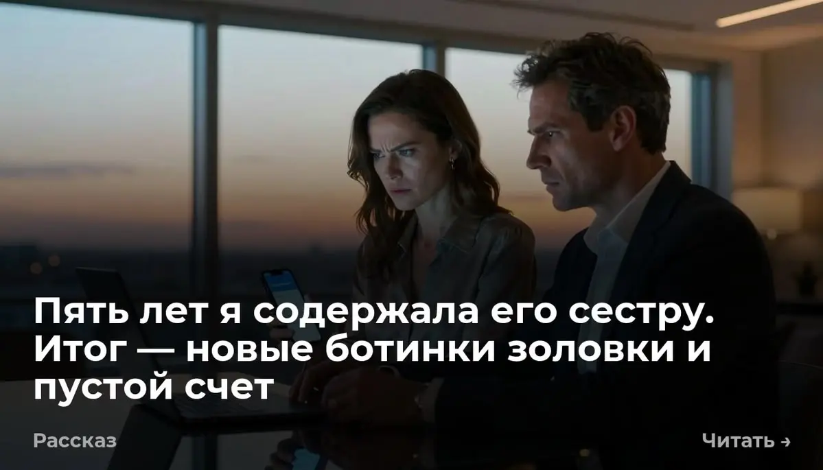 Пять лет я содержала его сестру. Итог — новые ботинки золовки и пустой счет
— Переведи Полине еще десять тысяч, — сказал муж, не отрывая взгляда от мерцающего экрана ноутбука | Сетка — социальная сеть от hh.ru