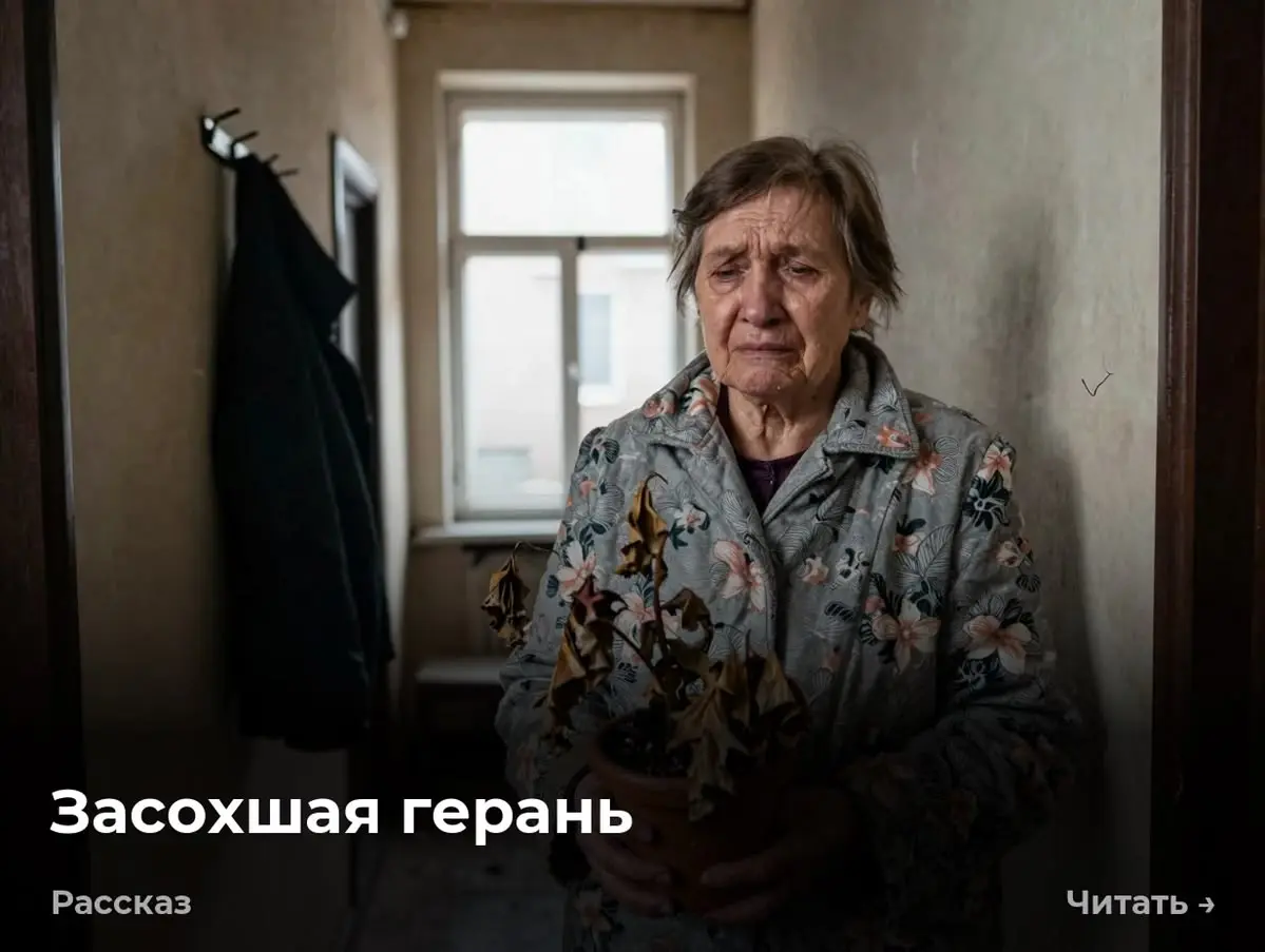Засохшая герань
Зашла я к Нине Васильевне в середине ноября. Давление у неё в последнее время шалило, а сама она в медпункт не шла — всё некогда да незачем | Сетка — социальная сеть от hh.ru