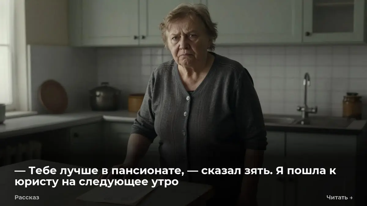 — Тебе лучше в пансионате, — сказал зять. Я пошла к юристу на следующее утро
Антон вошёл в кухню, аккуратно притворил за собой дверь, чтобы не скрипнула петля, и положил на клеёнку глянцевую брошюру | Сетка — социальная сеть от hh.ru