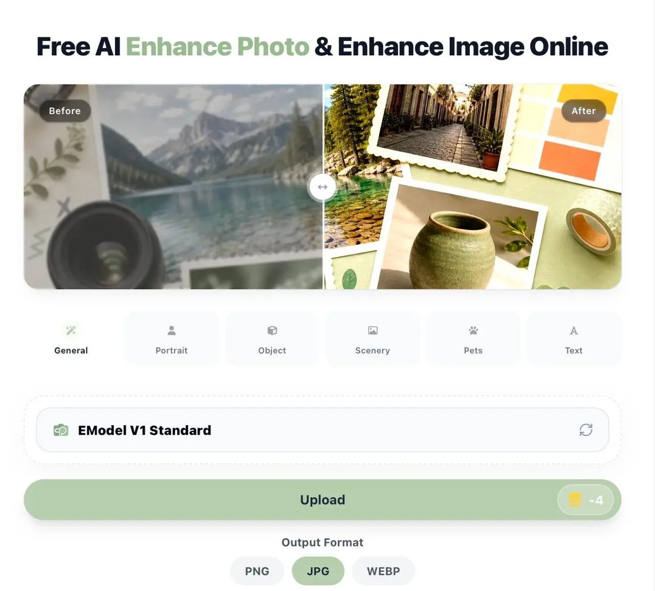 📸 КАДРЫ С ПРОФИ-КАМЕРЫ
EnhancePhoto — нейросеть, которая превращает мыльные снимки в чёткие, детализированные изображения уровня «снято на топовую зеркалку» 🎯
Загружаешь фотку прямо в браузере, жмёшь ... | Сетка — социальная сеть от hh.ru