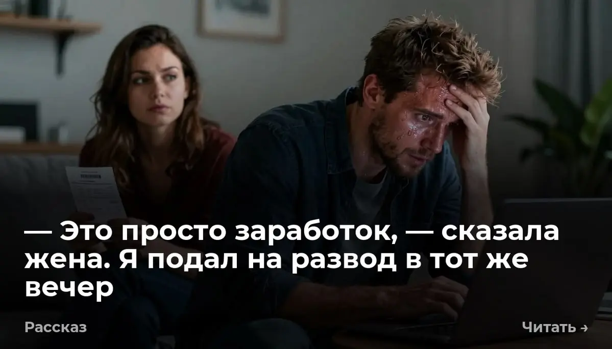 — Это просто заработок, — сказала жена. Я подал на развод в тот же вечер
Я смахнул древесную пыль с экрана общего ноутбука и открыл историю браузера | Сетка — социальная сеть от hh.ru