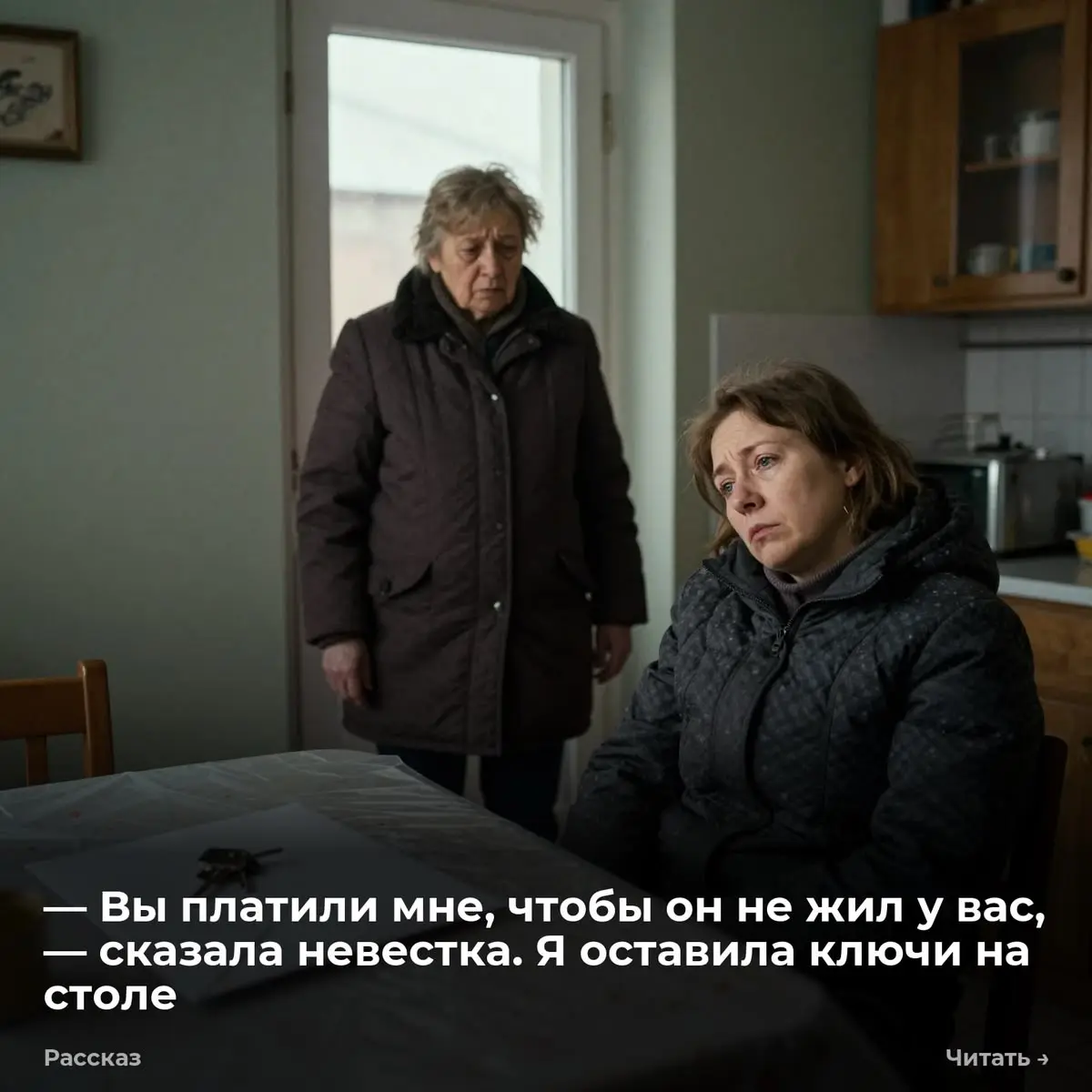 — Вы платили мне, чтобы он не жил у вас, — сказала невестка. Я оставила ключи на столе
Я положила пухлый белый конверт на обувницу в прихожей. Из спальни доносился тяжелый, прерывистый храп Антона | Сетка — социальная сеть от hh.ru