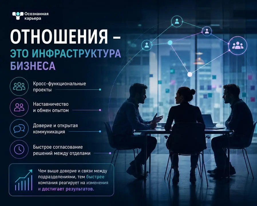 Сфера №3. Отношения - это инфраструктура бизнеса 👥
Продолжаем раскрывать сферы Модели корпоративной устойчивости. Начало тут | Сетка — социальная сеть от hh.ru
