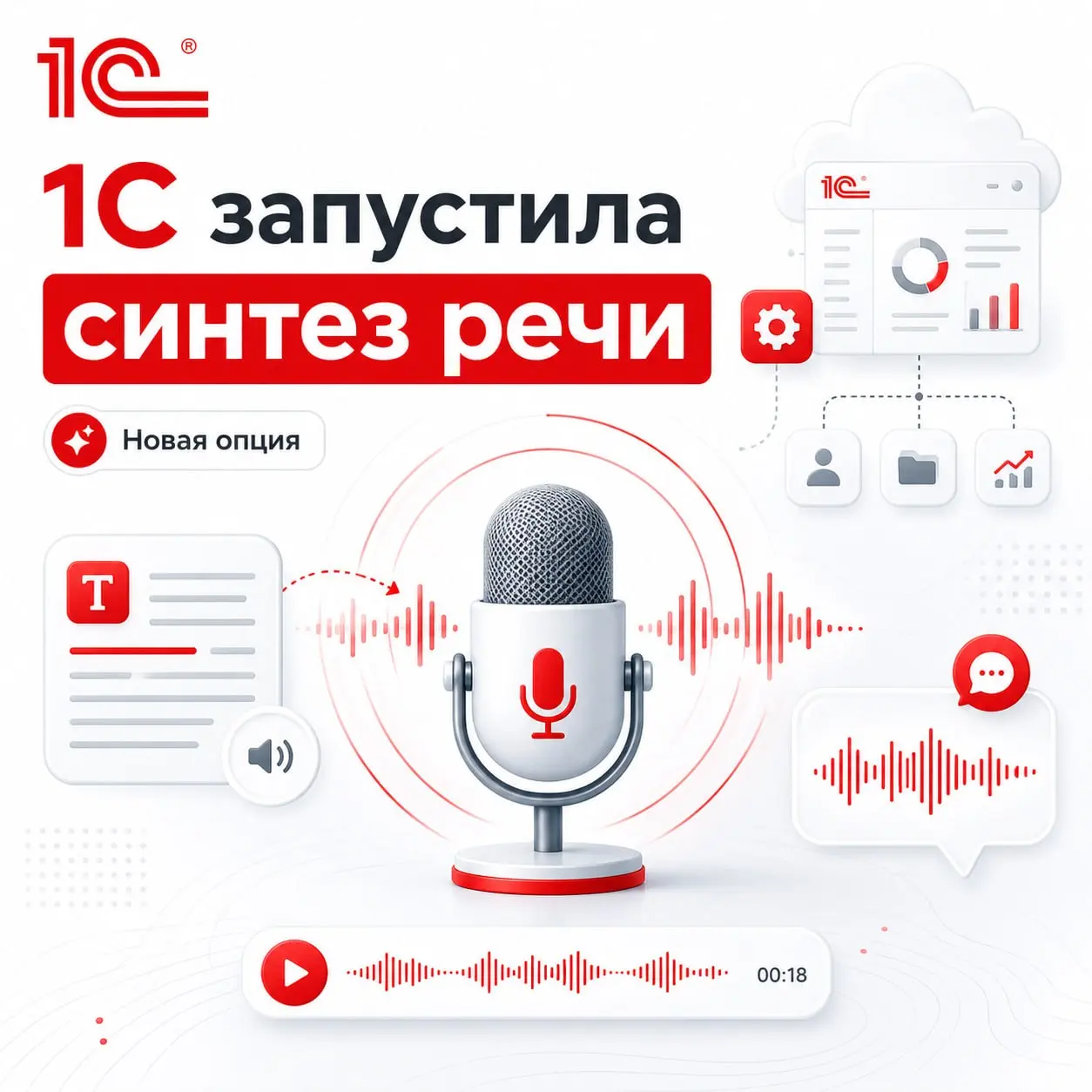 🟢 1С запустила новую опцию — синтез речи
Теперь текст из решений на платформе «1С:Предприятие» можно преобразовать в голос | Сетка — социальная сеть от hh.ru