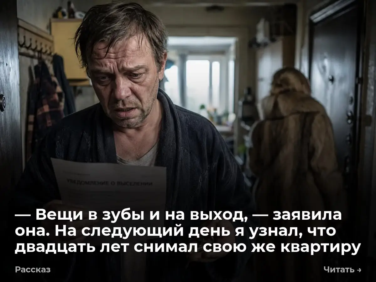 — Вещи в зубы и на выход, — заявила она. На следующий день я узнал, что двадцать лет снимал свою же
— С первого числа платишь шестьдесят, — сказала с порога Марина, не снимая сапог | Сетка — социальная сеть от hh.ru